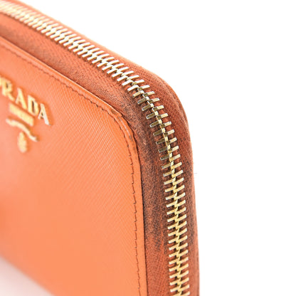 Prada Saffiano Metal Zip Coin Purse Papaya 10 of 17