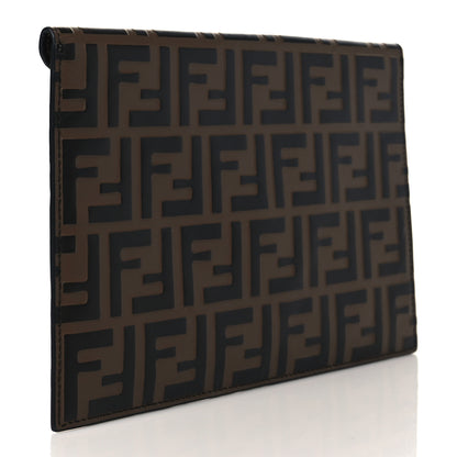 Fendi Vitello Soft F is Fendi Bi-Color FF 1974 Embossed Envelope Pouch Maya Black 3 of 7