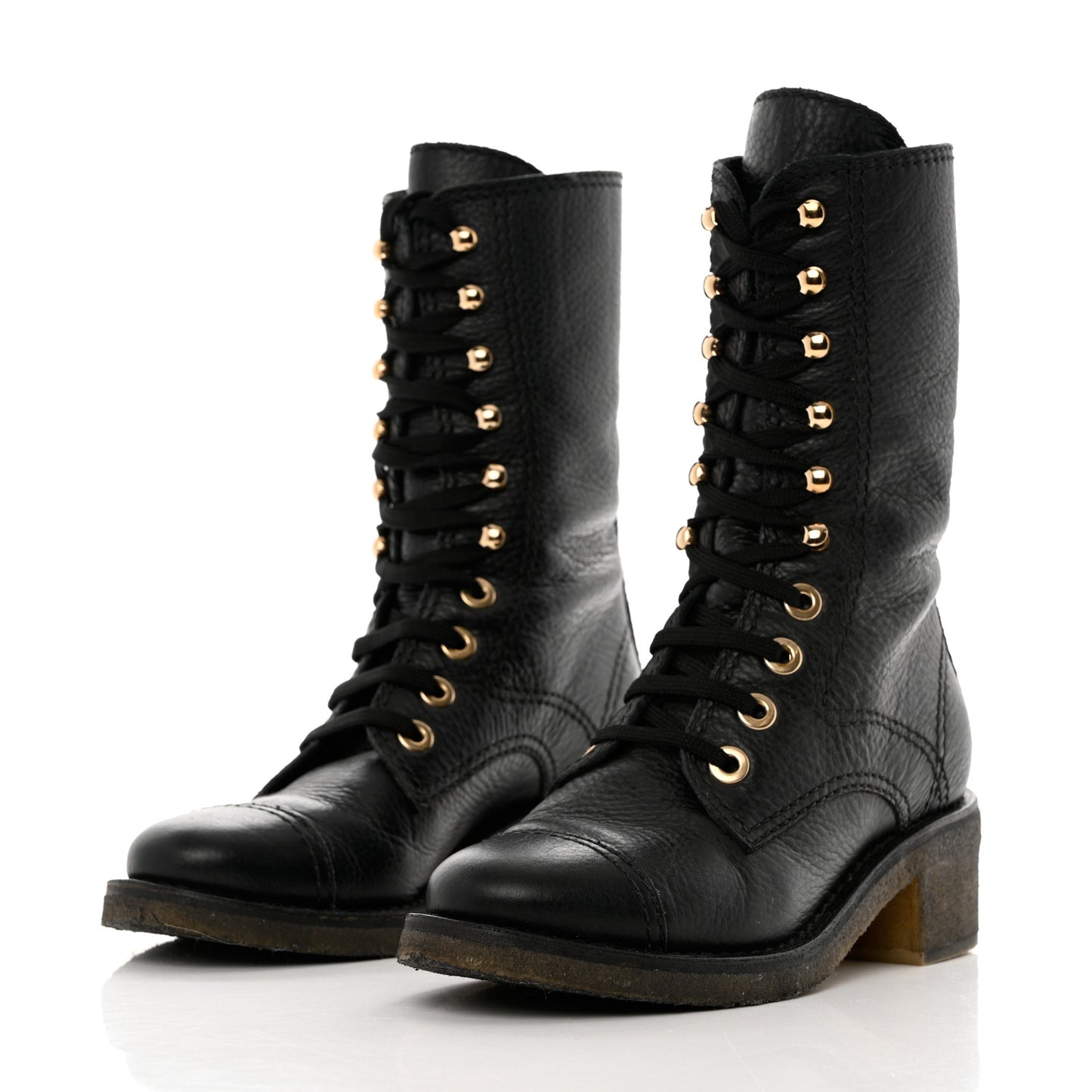 Calfskin CC Combat Boots 36 Black