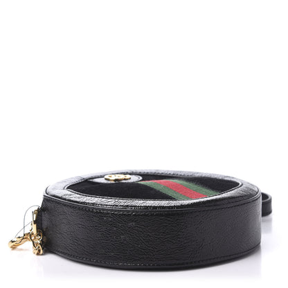 Gucci Suede Patent Web Mini Ophidia Round Shoulder Bag Black 4 of 10