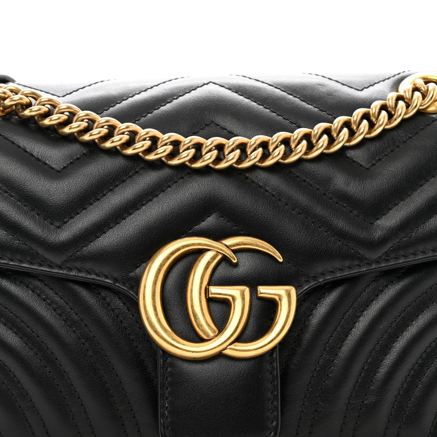 Calfskin Matelasse Small GG Marmont Shoulder Bag Black