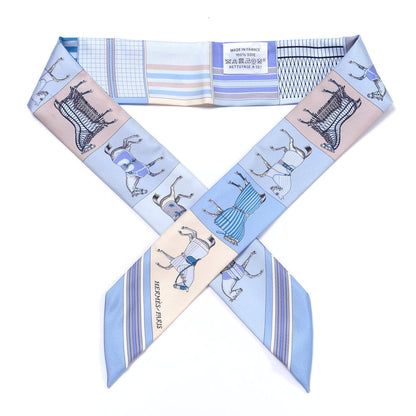 Hermes Silk Couvertures Nouvelles Twilly Menthe Ciel Marine Sable 1 of 4