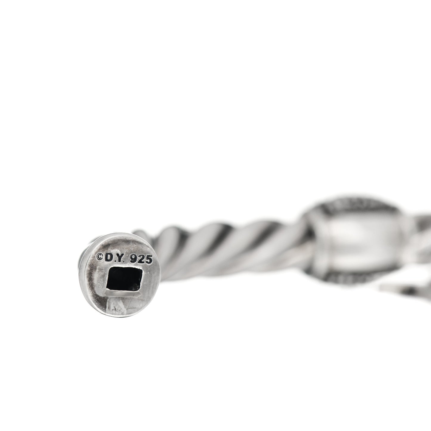 Sterling Silver Diamond 6mm Metro Cable Station Bangle Bracelet