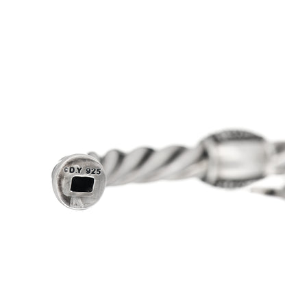 David Yurman Sterling Silver Diamond 6mm Metro Cable Station Bangle Bracelet 4 of 4