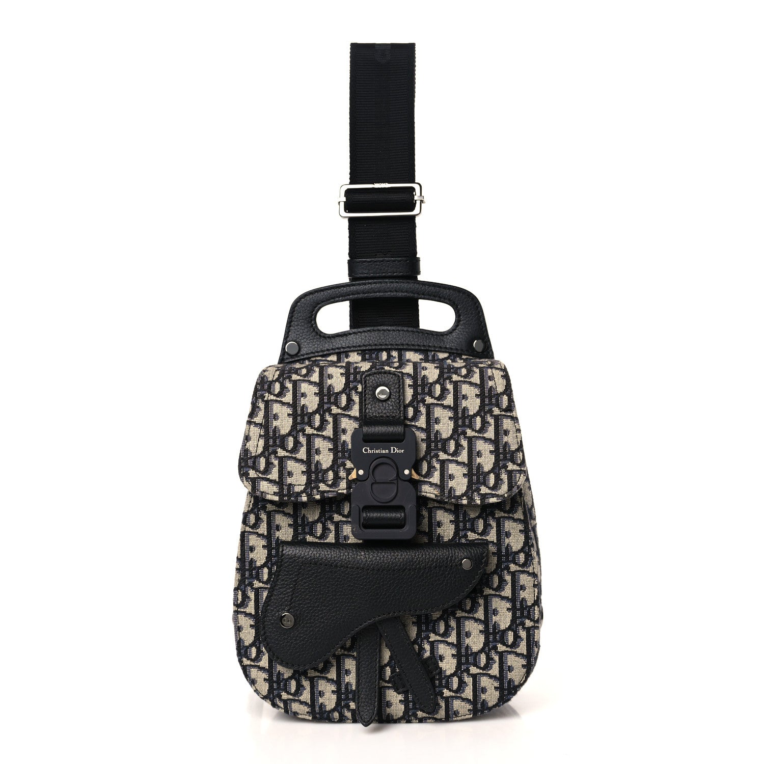 Christian Dior Grained Calfskin Oblique Mini Gallop Sling Bag Blue Black 1 of 9