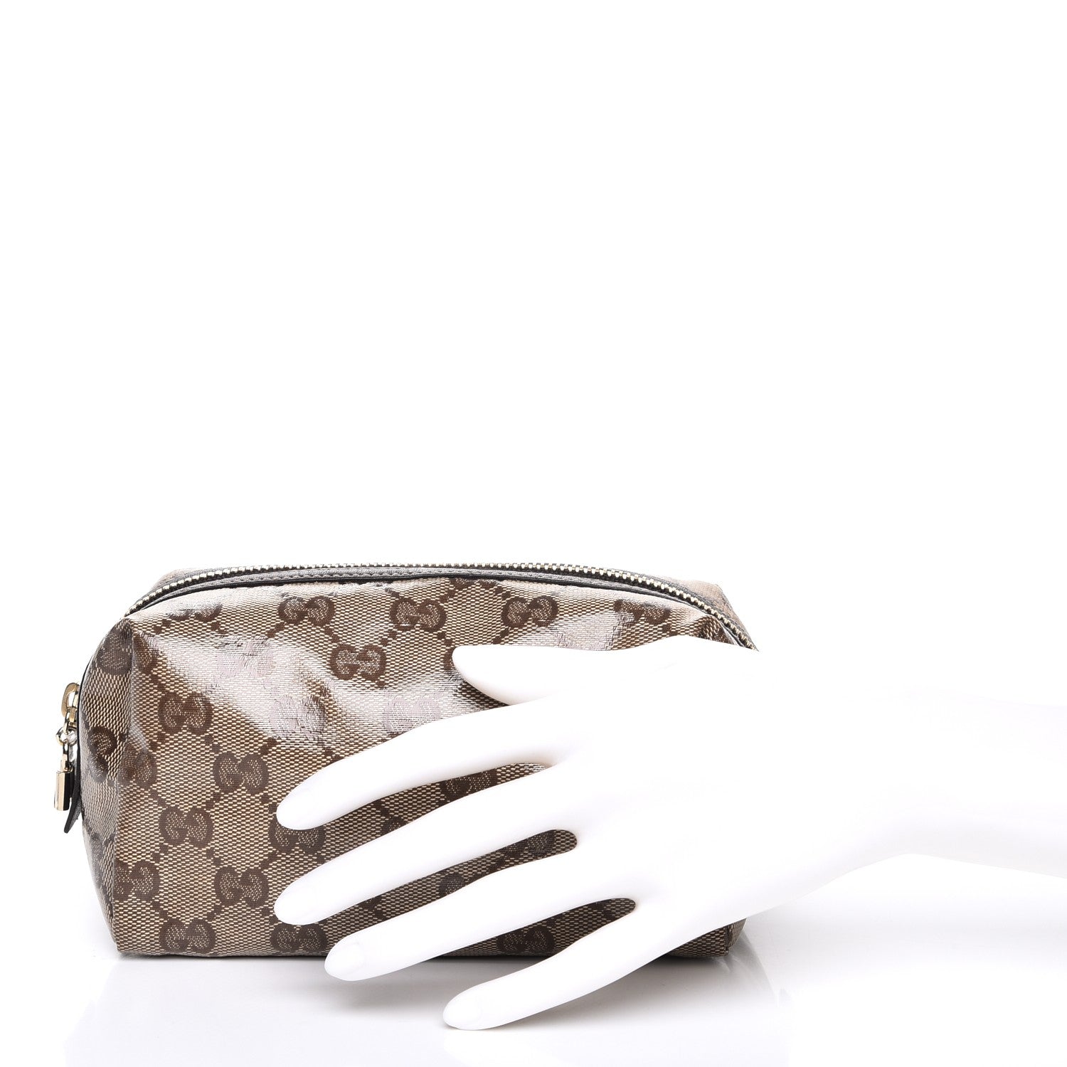 Gucci Crystal Monogram Duchessa Cosmetic Case Dark Brown 2 of 7