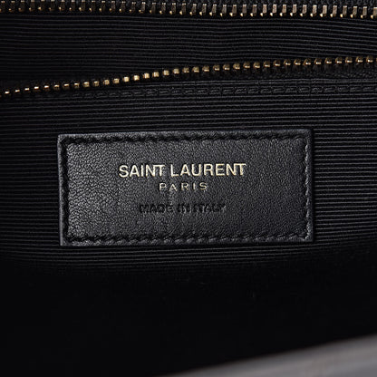 Saint Laurent Grain De Poudre Matelasse Chevron Large Monogram Satchel Earth 6 of 12