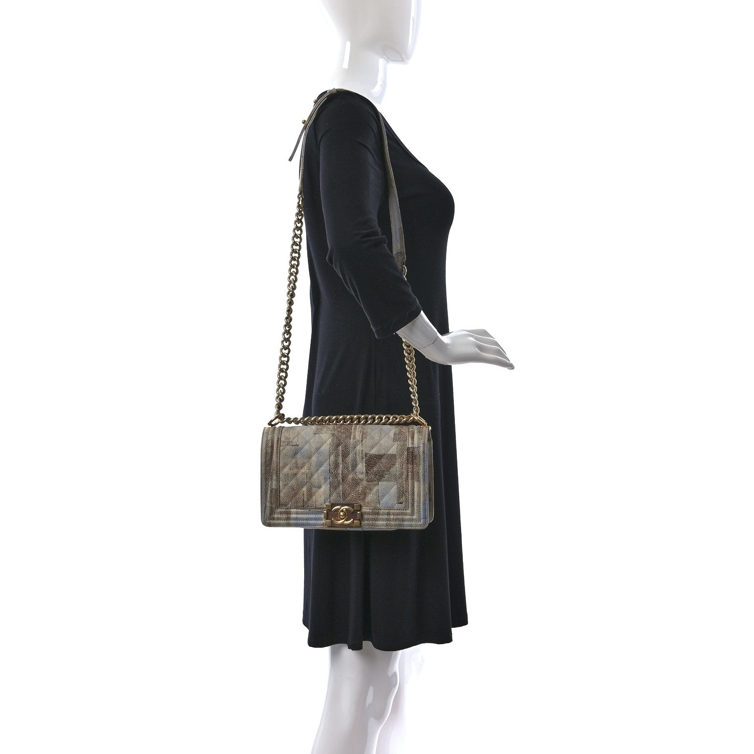 Chanel Painted Caviar Quilted Medium Boy In Cuba Flap Blue 2 of 11
