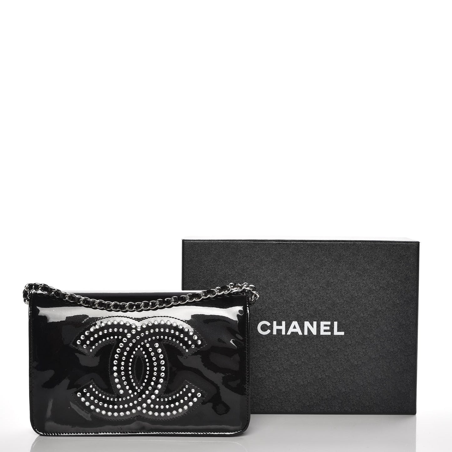 Patent Strass Wallet On Chain WOC Black
