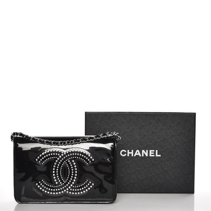 Chanel Patent Strass Wallet On Chain WOC Black 9 of 9