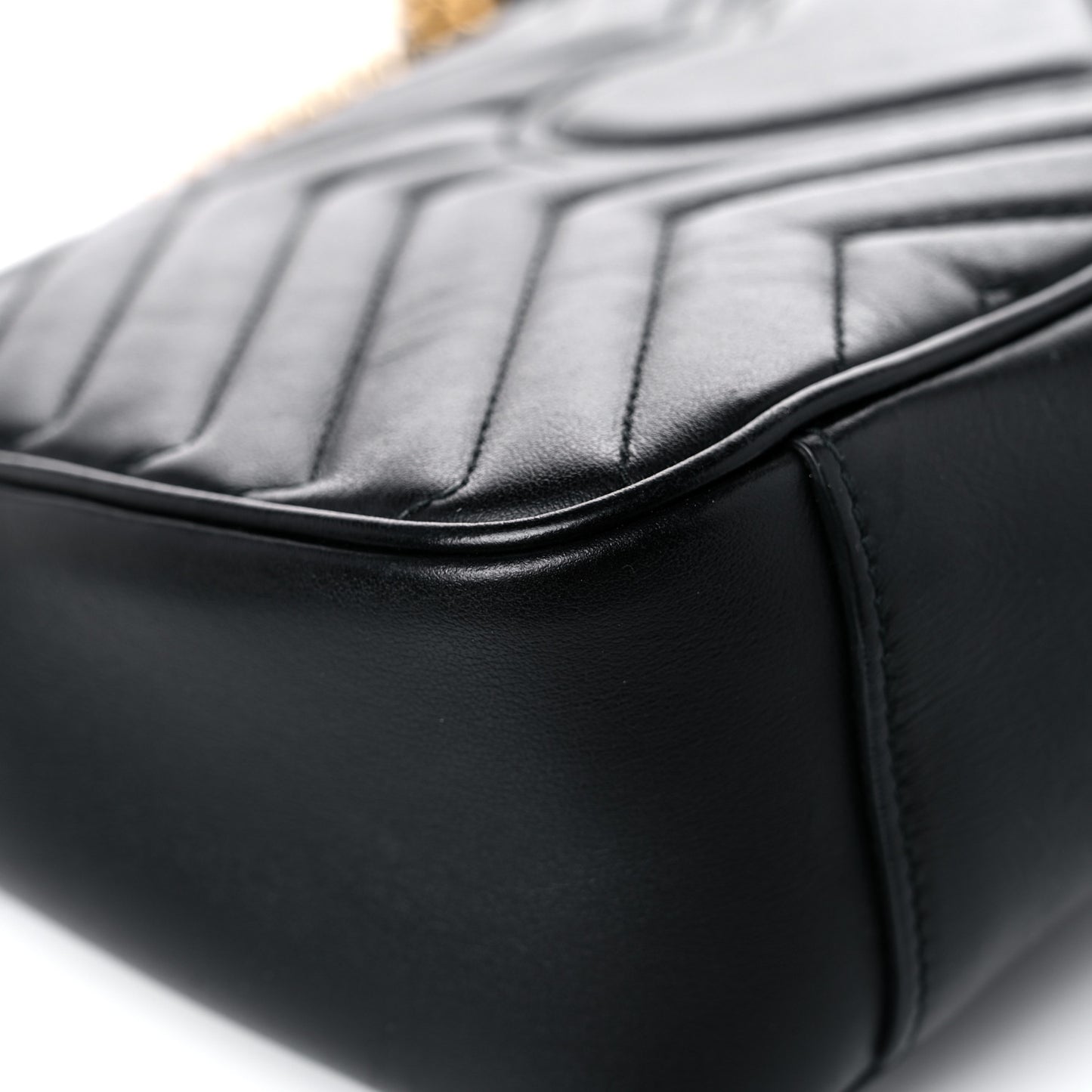 Calfskin Matelasse Small GG Marmont Shoulder Bag Black