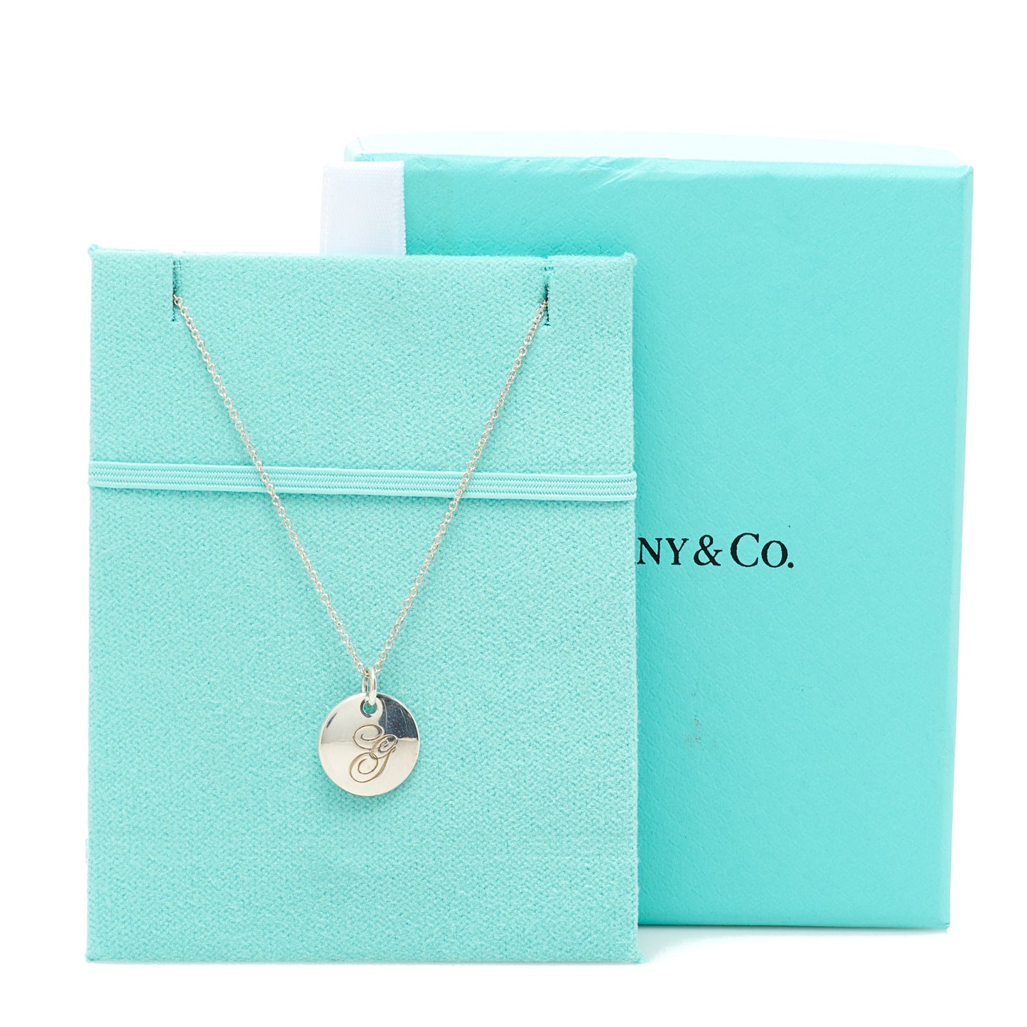 Sterling Silver Letter G Disc Pendant Necklace