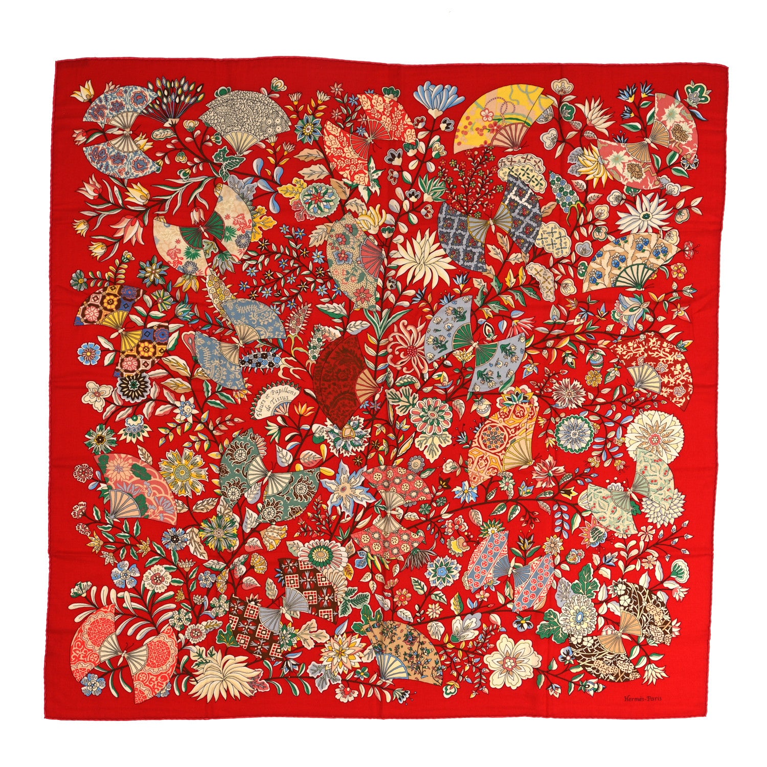 Hermes Cashmere Silk Fleurs et Papillons de Tissus Shawl 140 1 of 5