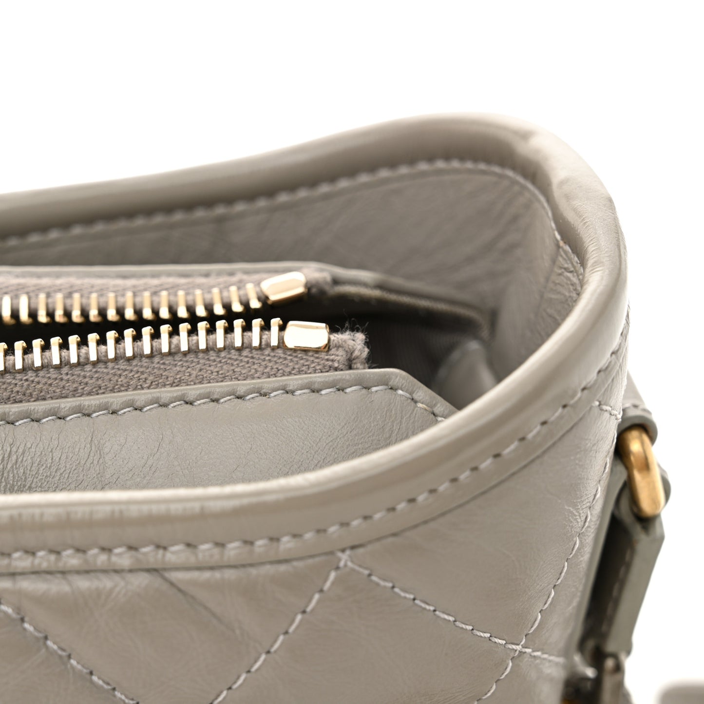 Aged Calfskin Quilted Small Gabrielle Hobo Grey