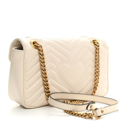 Gucci Calfskin Matelasse Small GG Marmont Shoulder Bag White 3 of 10