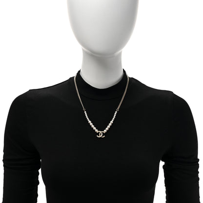 Chanel Graduated Pearl Crystal CC Short Necklace Gold 2 of 5