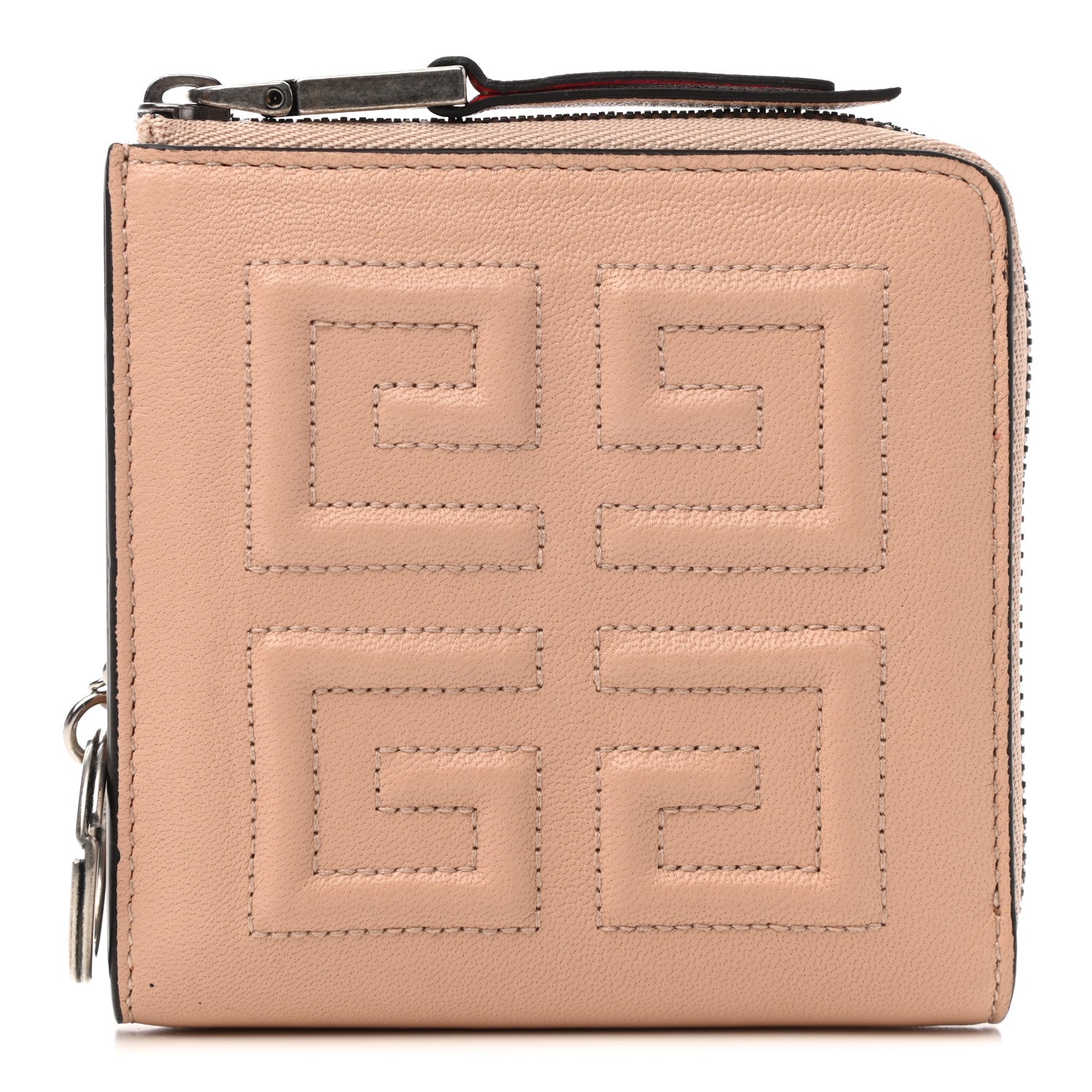 Givenchy Lambskin Logo Zip Around Compact Wallet Beige 1 of 8