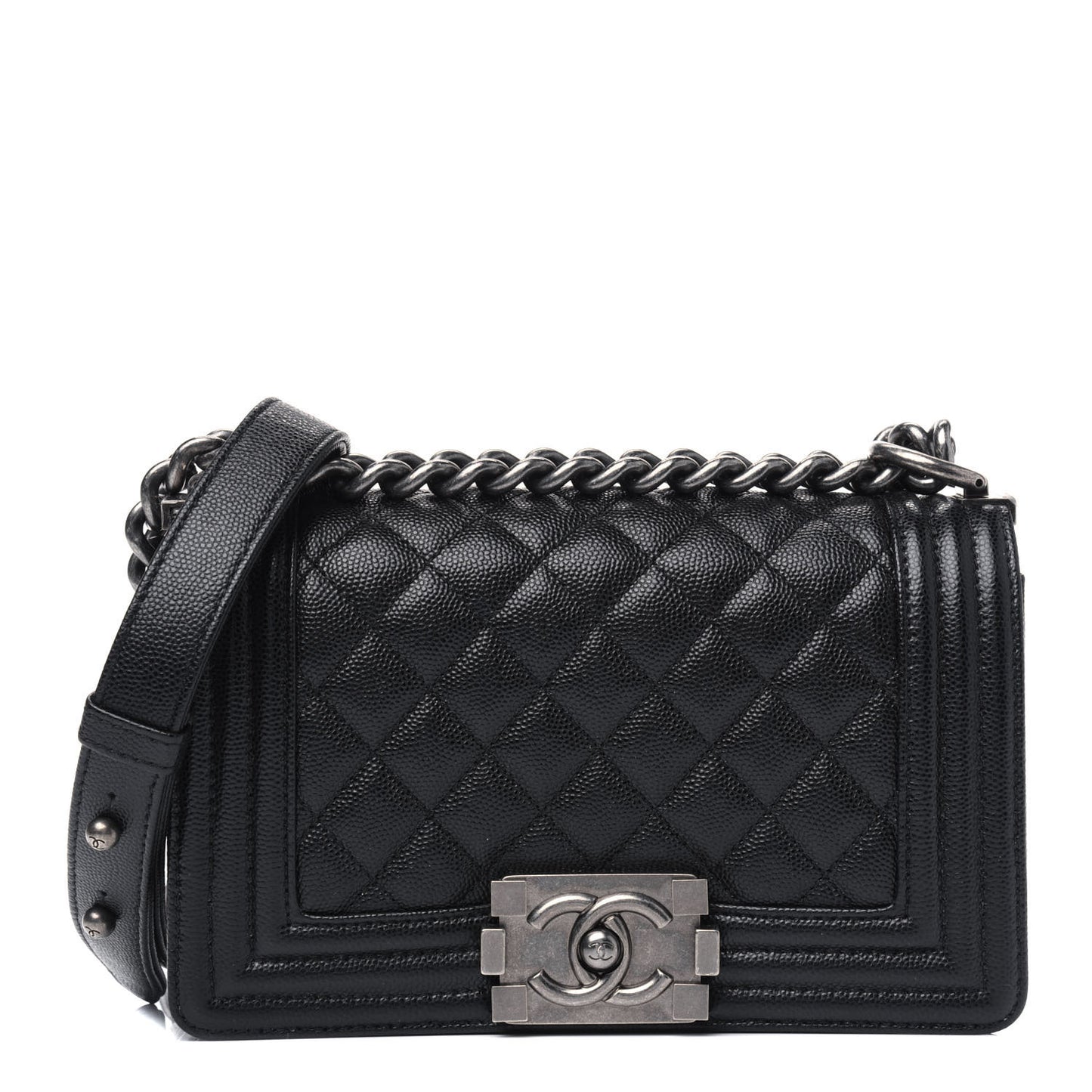Caviar Quilted Small Boy Flap Black