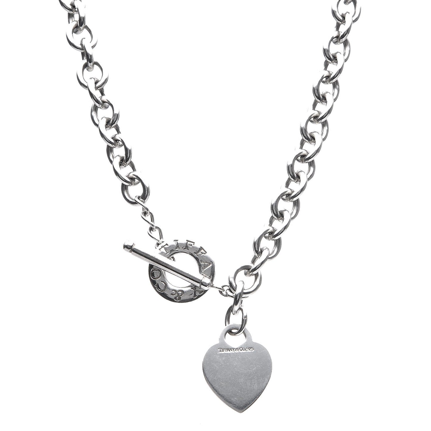 Sterling Silver Heart Tag Toggle Necklace