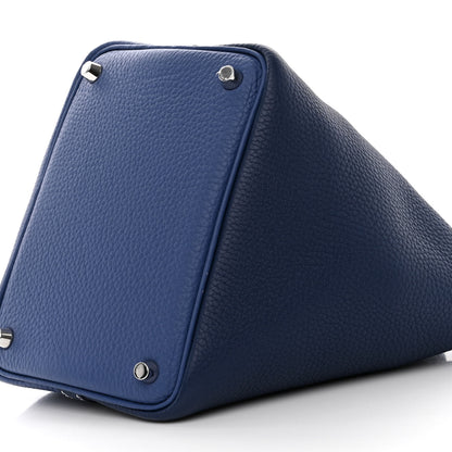 Hermes Taurillon Clemence Casaque Picotin Lock 18 PM Bleu Saphir Bleu Brighton 10 of 11