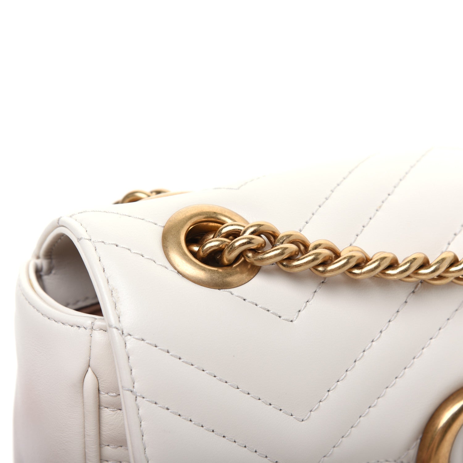 Gucci Calfskin Matelasse Mini GG Marmont Shoulder Bag White 13 of 18