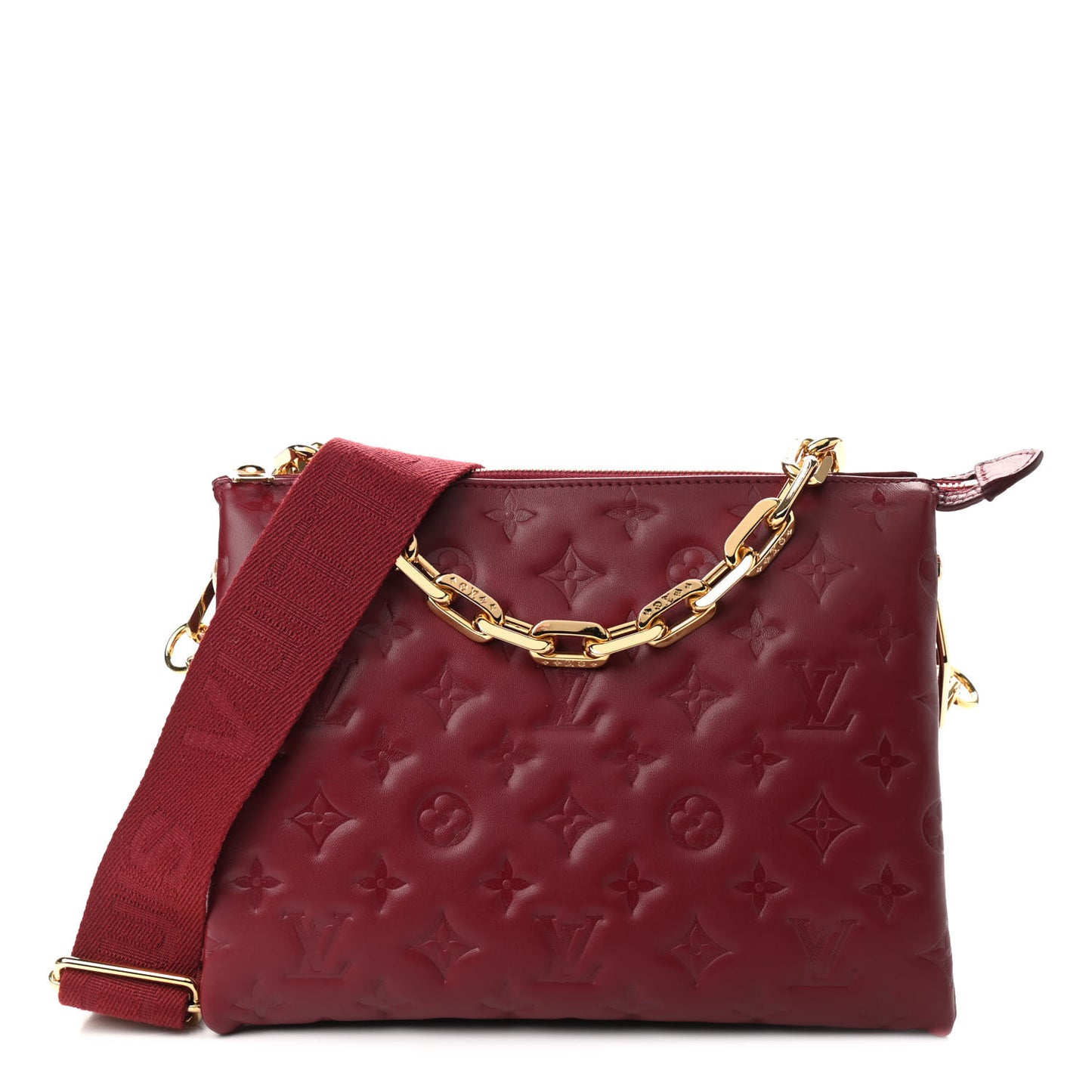 Lambskin Embossed Monogram Coussin PM Wine