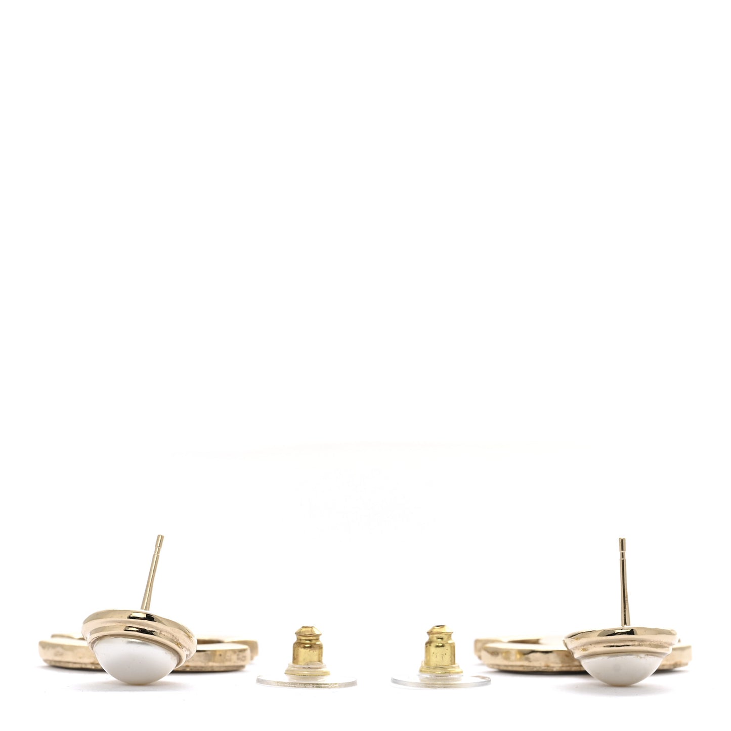 Pearl Enamel CC Drop Earrings Black