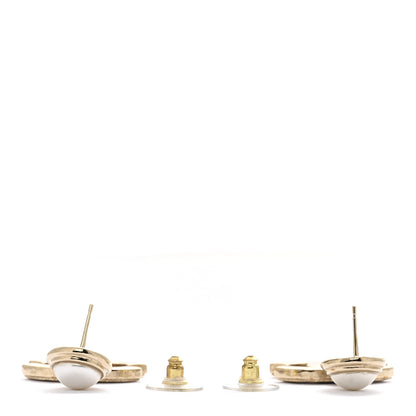 Chanel Pearl Enamel CC Drop Earrings Black 3 of 5