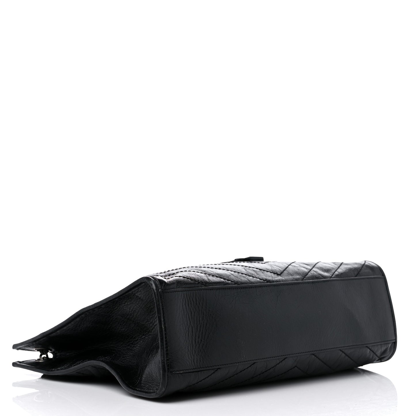 Crinkled Calfskin Matelasse Monogram Niki Shoulder Bag Black