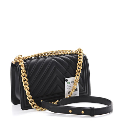 Chanel Calfskin Chevron Quilted Medium Boy Flap Black 3 of 12