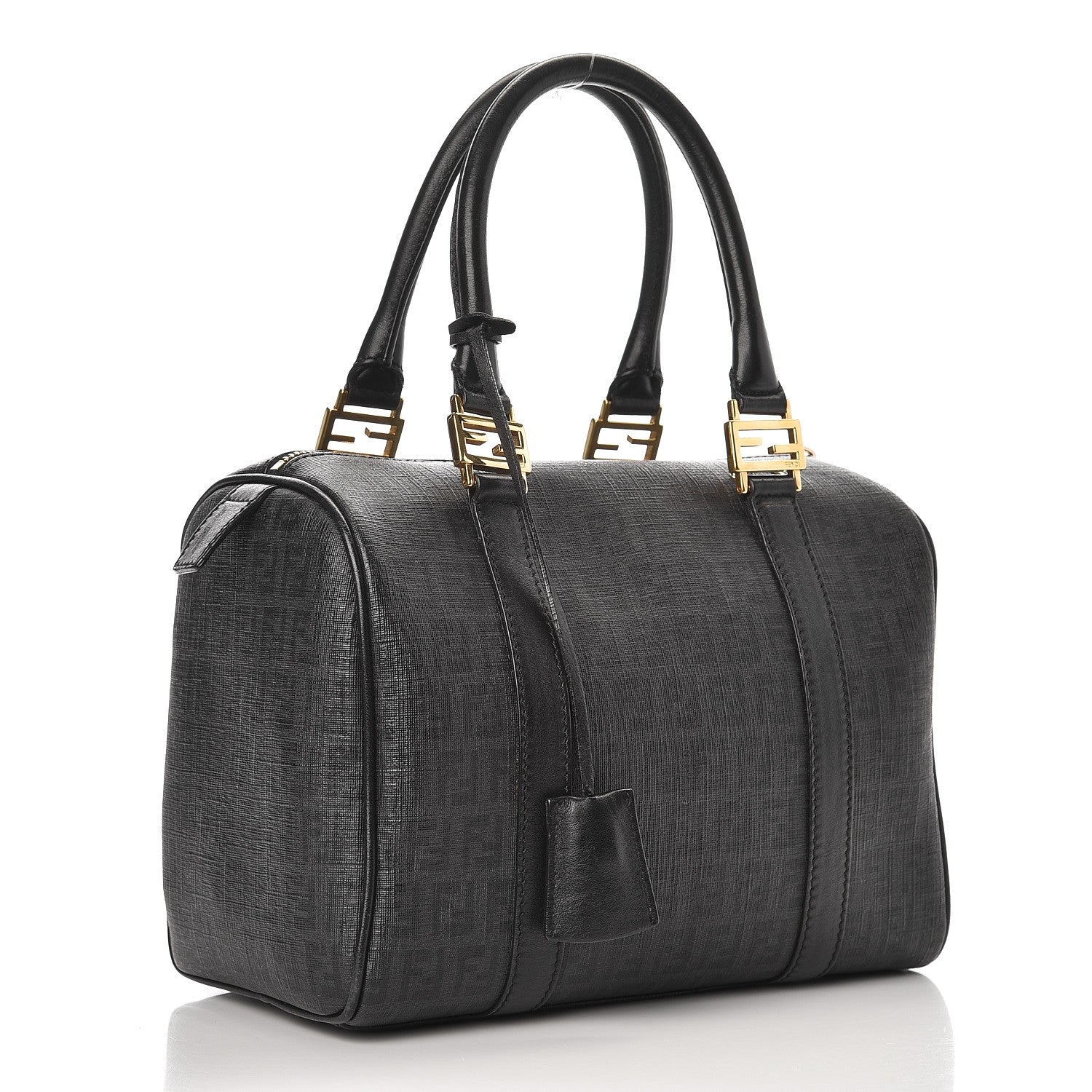 Fendi Zucchino Spalmati Vitello Small Boston Moro Black 3 of 12
