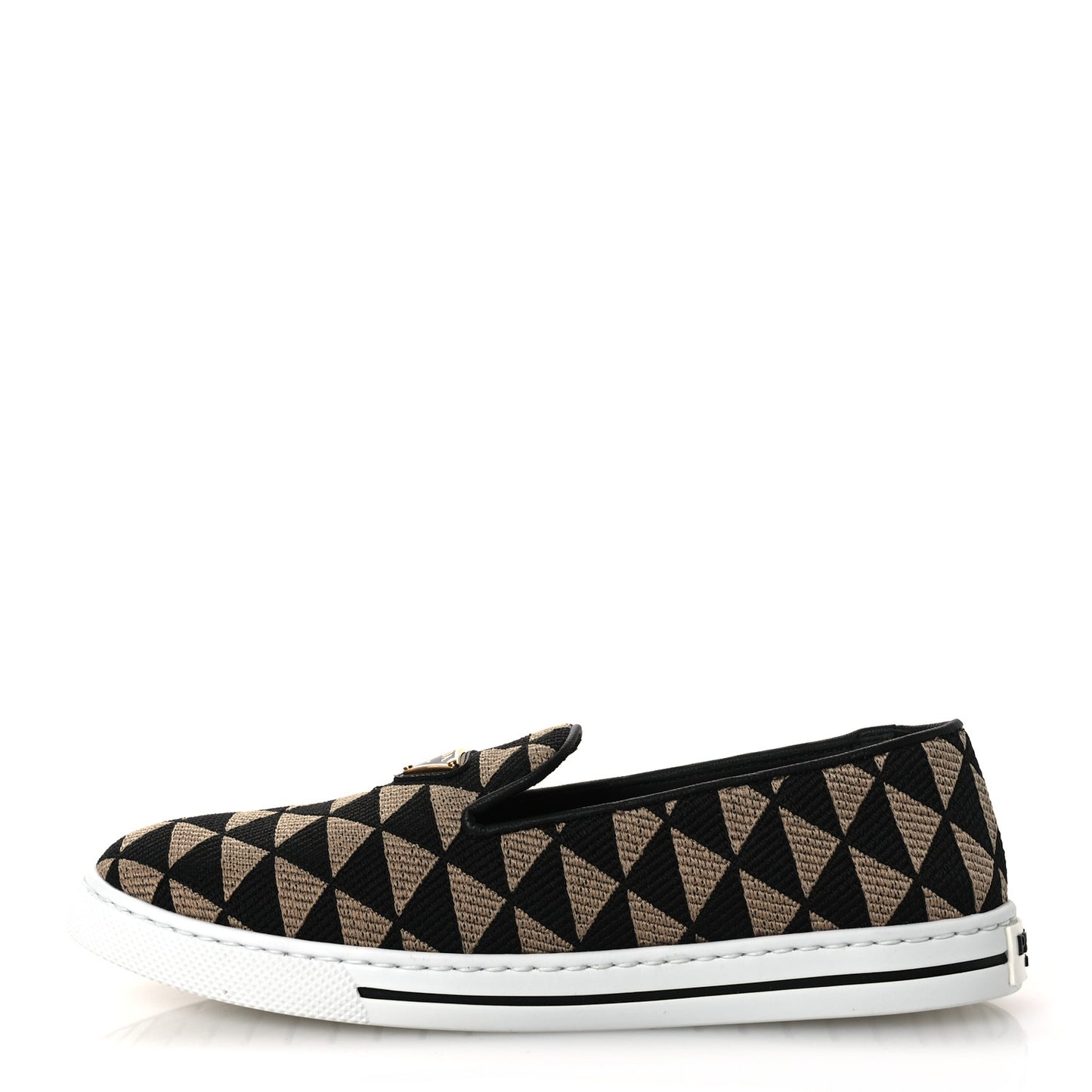 Jacquard Trianglolo Symbole Embroidered Metal Triangle Logo Slip On Sneakers 36.5 Corda Black