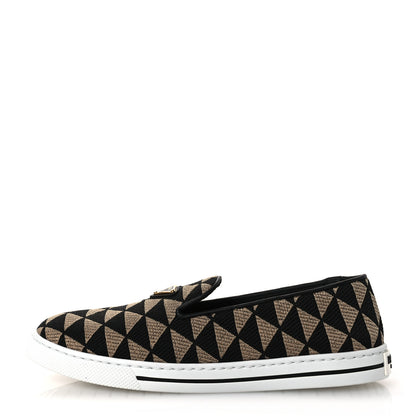 Prada Jacquard Trianglolo Symbole Embroidered Metal Triangle Logo Slip On Sneakers 36.5 Corda Black 1 of 11