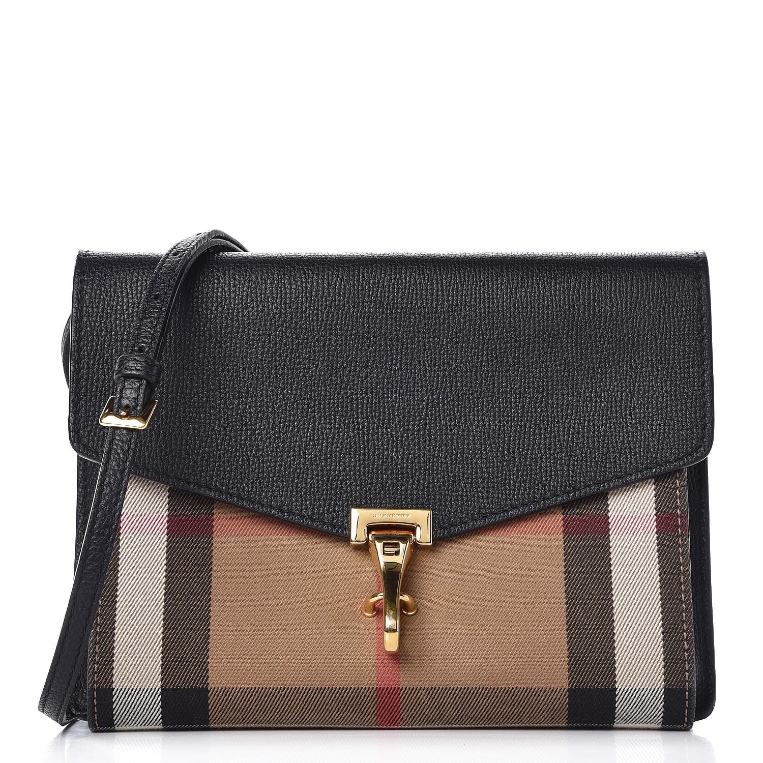 Burberry Derby Calfskin House Check Small Macken Crossbody Bag Black 1 of 11