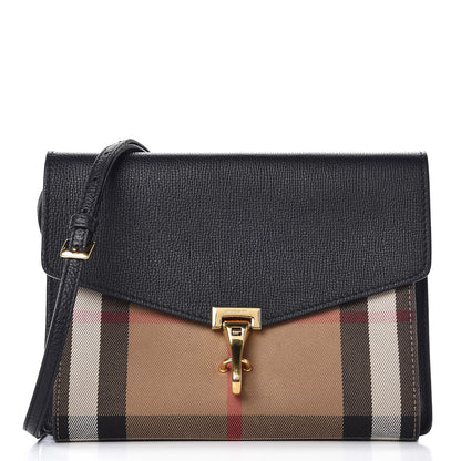 Burberry Derby Calfskin House Check Small Macken Crossbody Bag Black 1 of 11