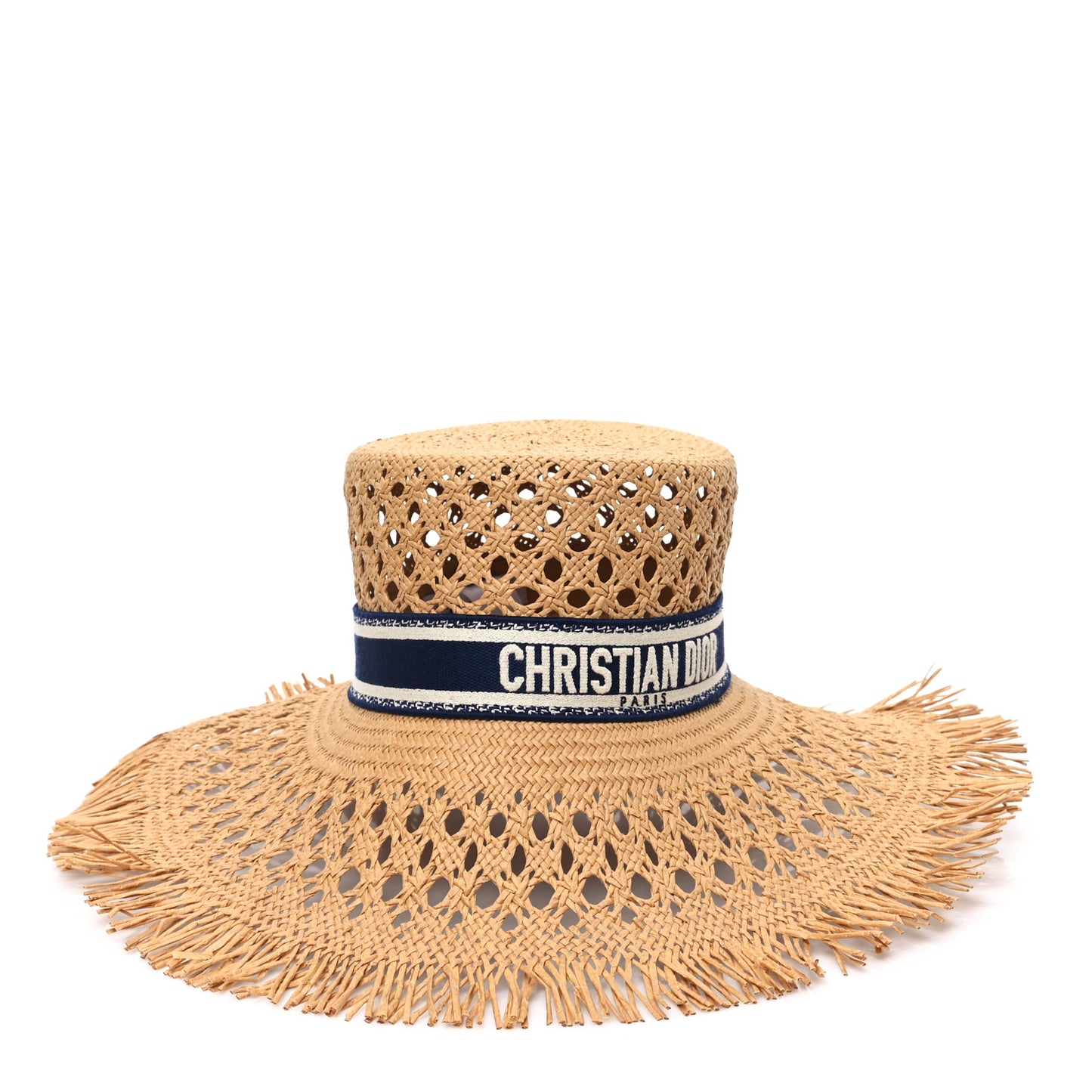 Straw Embroidered Bob Naughtily Large Brim Hat 58 Blue Multicolor