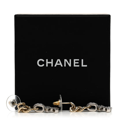 Chanel Metal Crystal CC Chain Drop Earrings Gold 5 of 5