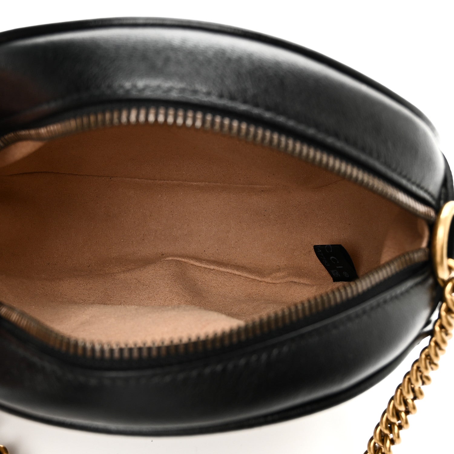 Gucci Azalea Calfskin Matelasse Heart Mini GG Marmont Round Shoulder Bag Black 5 of 10