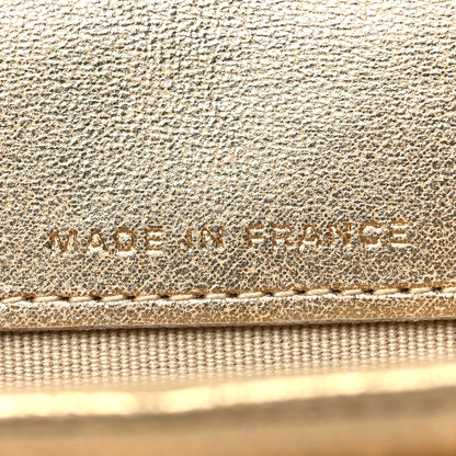 Chanel Metallic Lambskin Quilted Flap Card Holder Wallet Gold 8 of 13