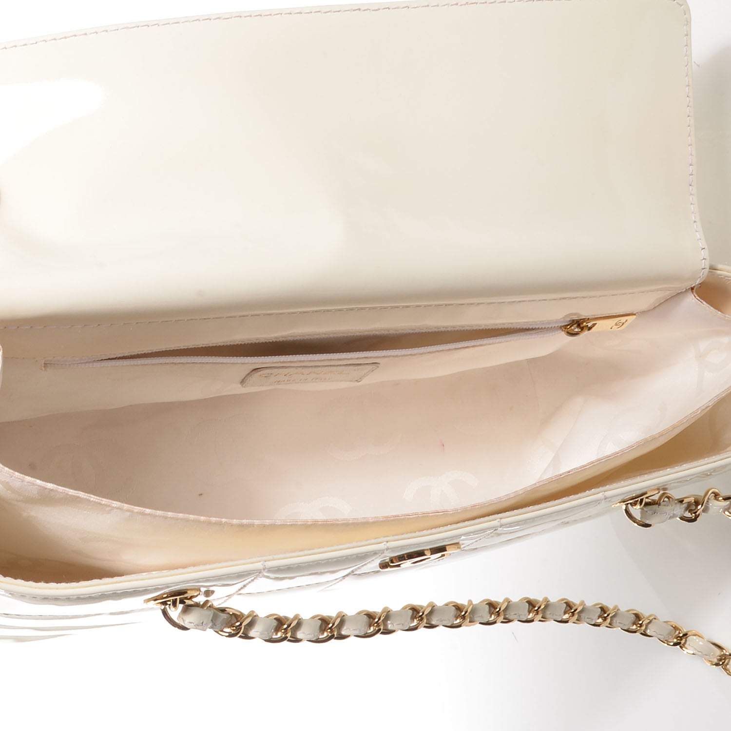 Chanel Patent Chocolate Bar East West Tote White 6 of 8
