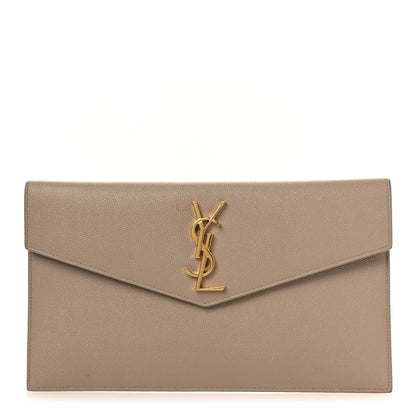 Saint Laurent Grain De Poudre Uptown Pouch Dark Beige 1 of 10