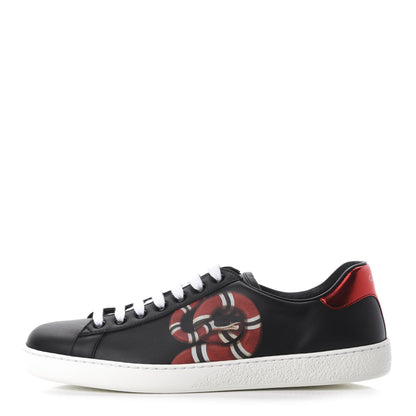 Gucci Calfskin Kingsnake Mens Ace Sneakers 9 Black Multicolor 1 of 10