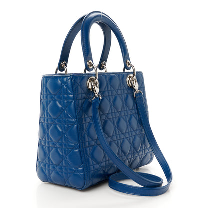 Christian Dior Lambskin Cannage Medium Lady Dior Blue 3 of 10