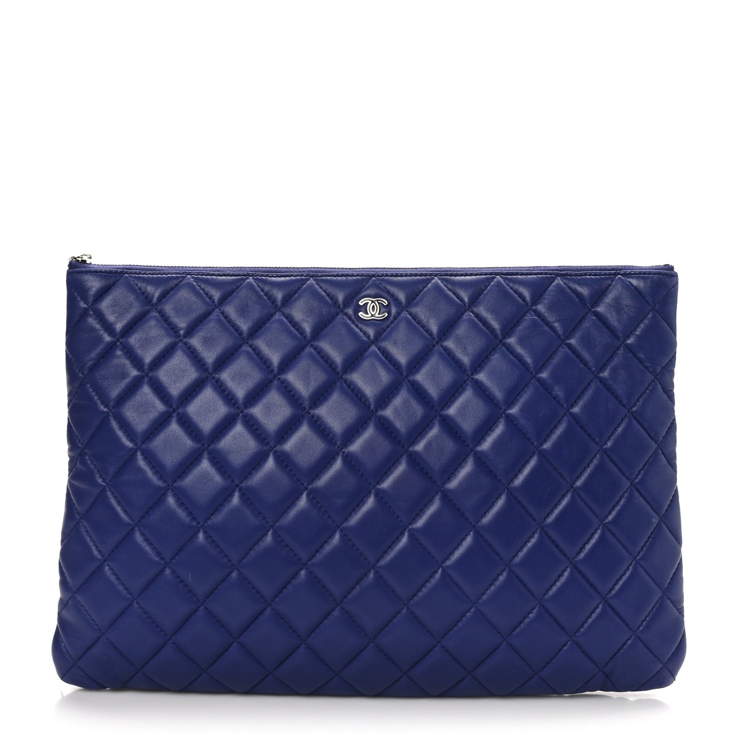 Lambskin Quilted Large Beauty CC Cosmetic Case Navy