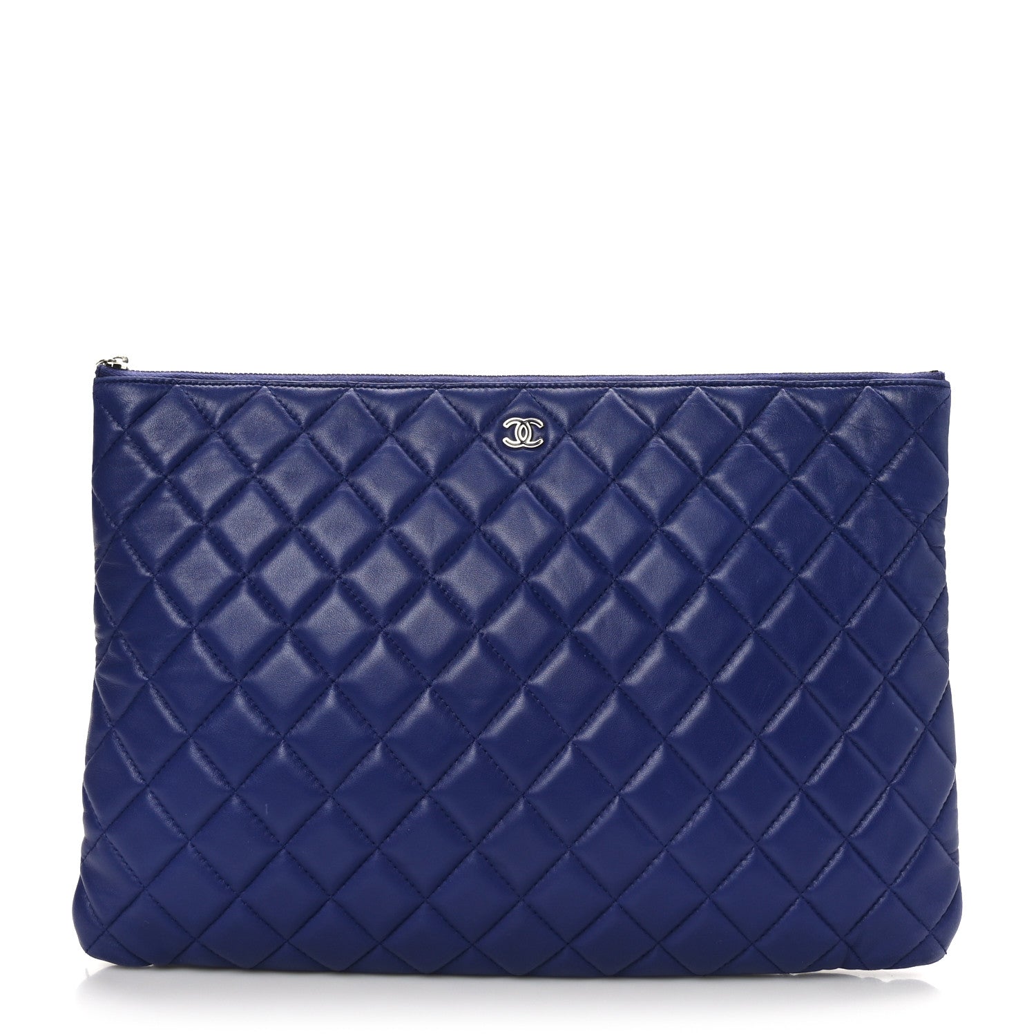 Chanel Lambskin Quilted Large Beauty CC Cosmetic Case Navy 1 of 10