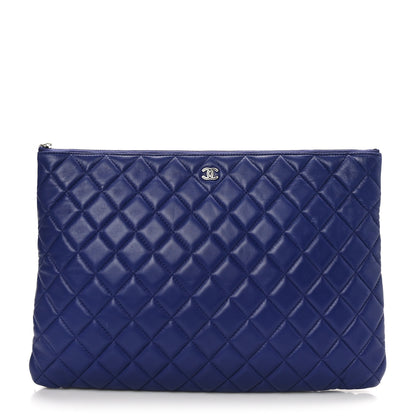 Chanel Lambskin Quilted Large Beauty CC Cosmetic Case Navy 1 of 10