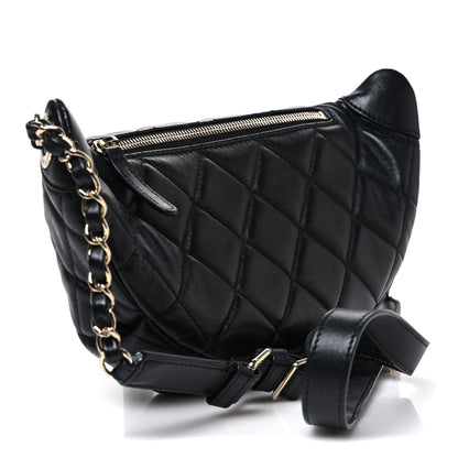 Chanel Lambskin Quilted Waist Bag Fanny Pack Black 3 of 12