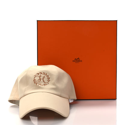 Hermes Cotton Davis H Primavera Hat 56 Blanc Creme 9 of 9