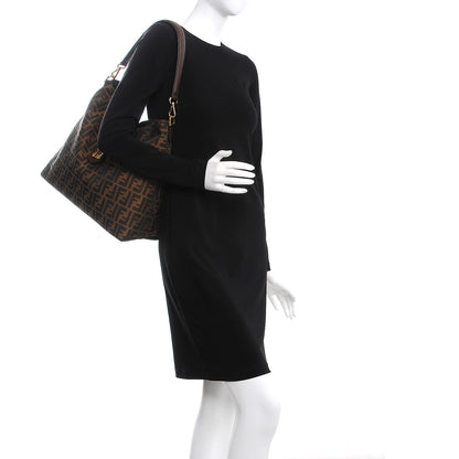Fendi Zucca Vitello Artic Small Clasp Top Hobo Bag Tobacco Castagna 2 of 7