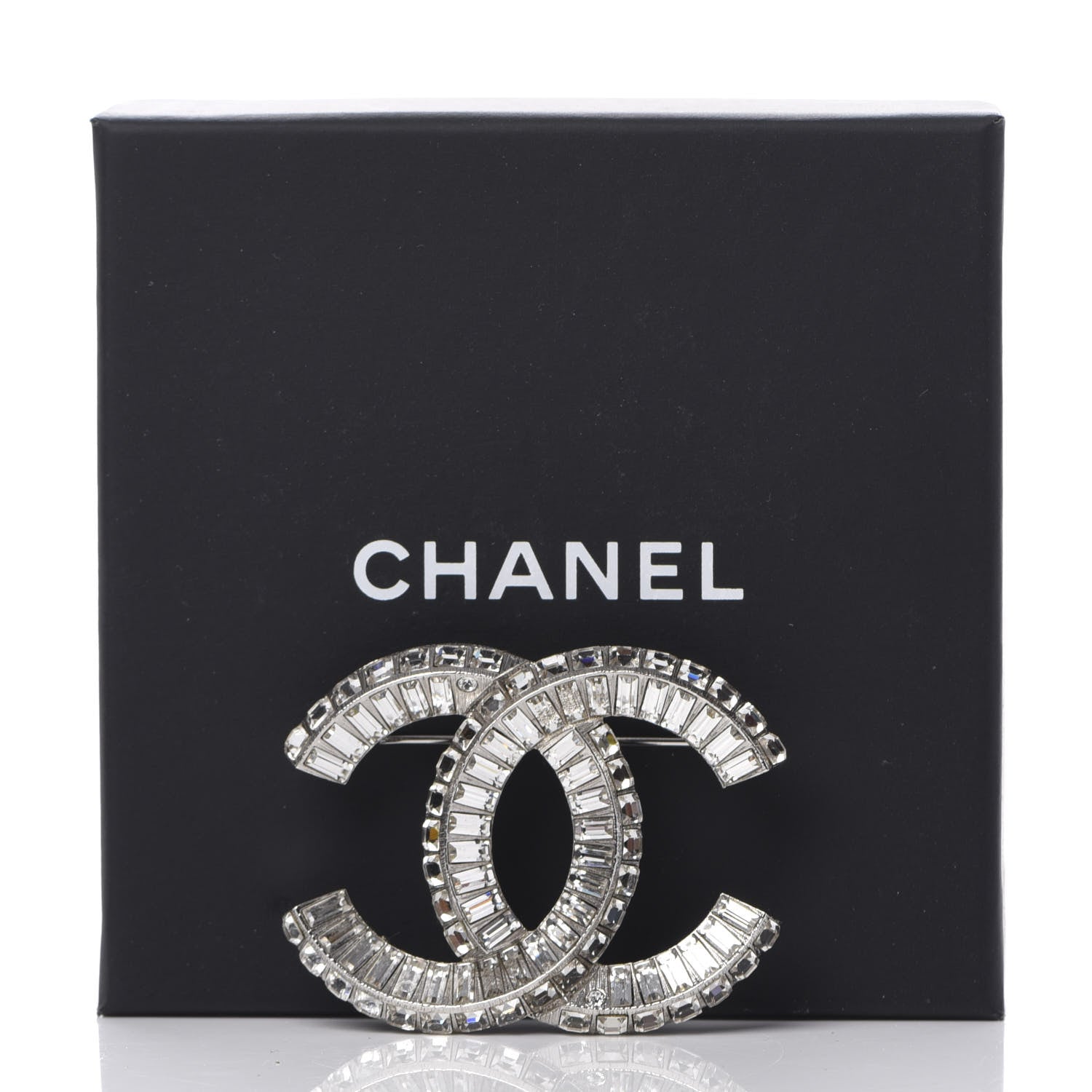 Chanel Baguette Crystal CC Brooch Silver 5 of 5